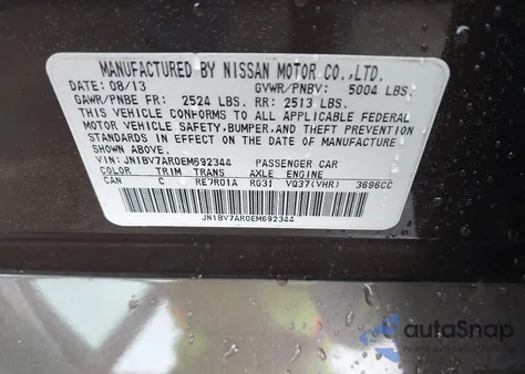 2014 Infiniti Q50 Premium z USA, uszkodzony, nr VIN JN1BV7AR0EM692344